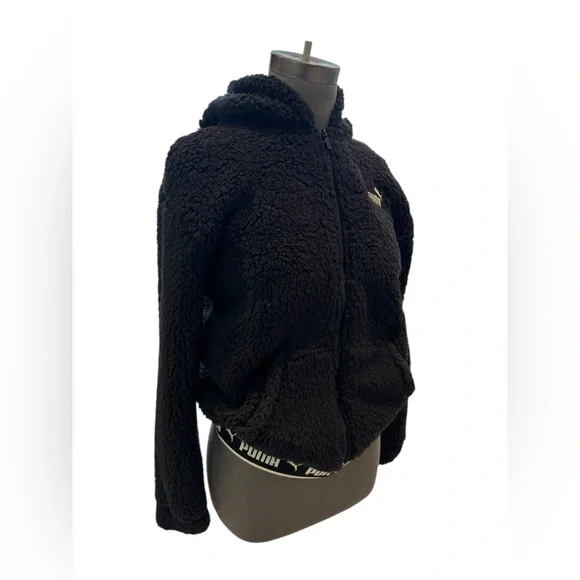 Puma Kids Vibe Check Faux Shearling Zip Hoodie Large NWT - Picture 3 of 12